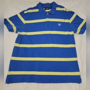 Chaps Blue and Yellow Polo Shirt with Sporty Stripes